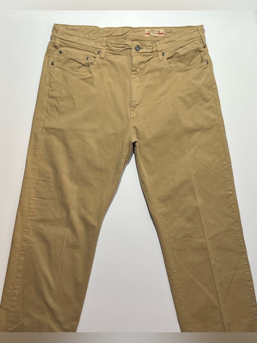 Men’s Orvis Five Pocket Straight Leg Khaki Jeans, 38x32